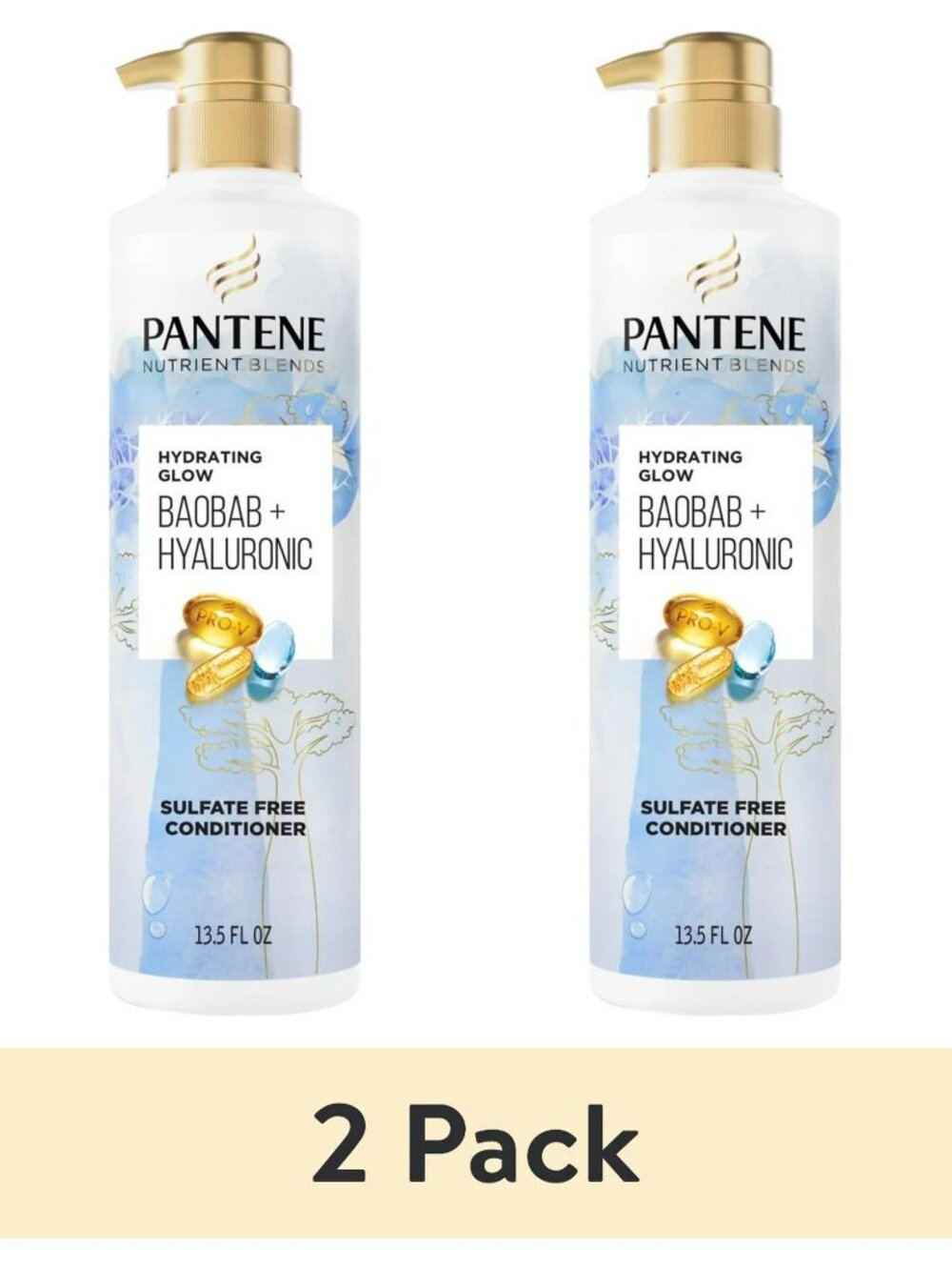 (2 pack) Pantene Nutrient Blends Conditioner Hydrating Glow Baobab + Hyaluronic